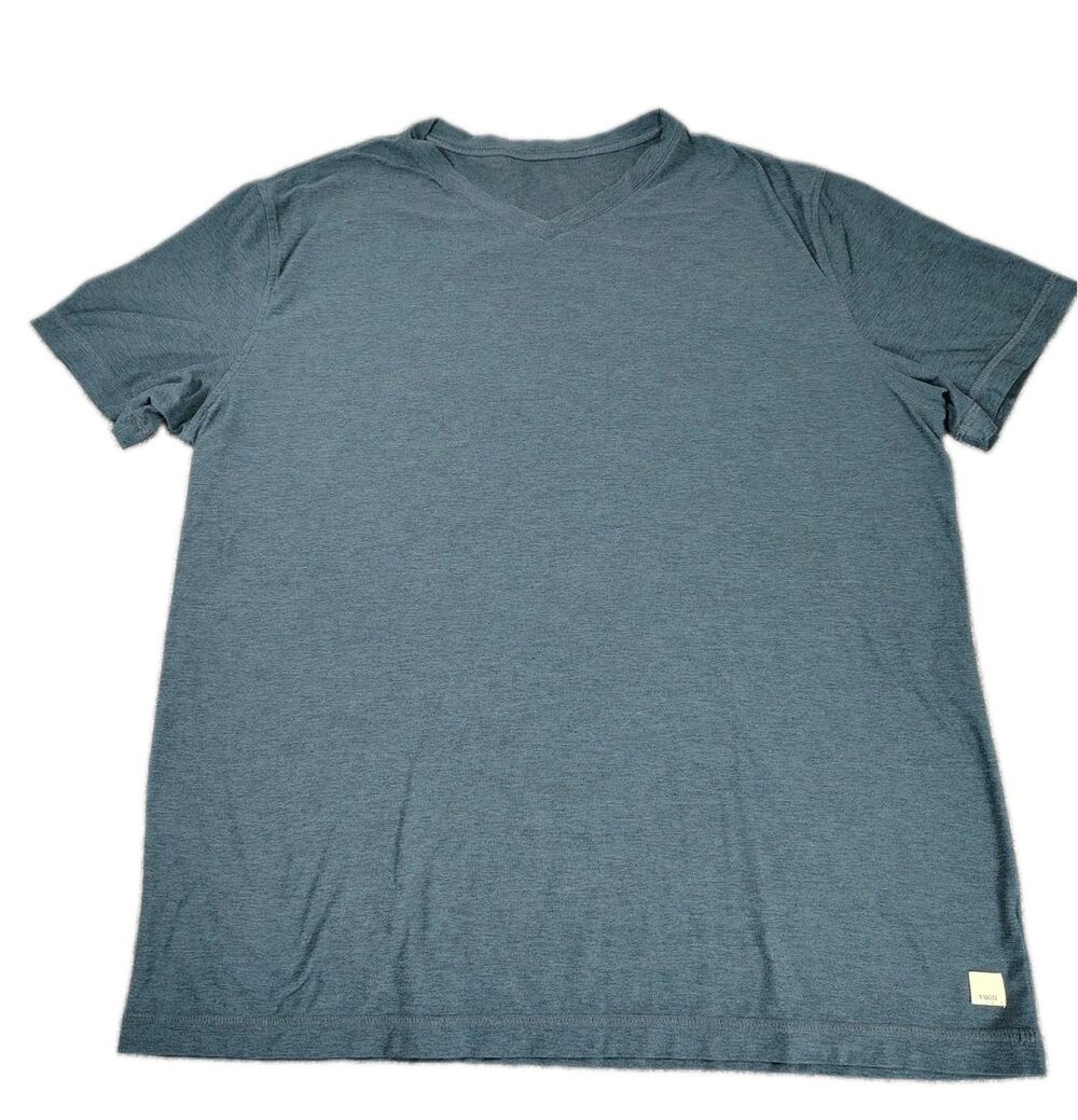 Vuori Strato Tech Tee Shirt Men's XL Blue Performance Stretch Quick Dry V Neck